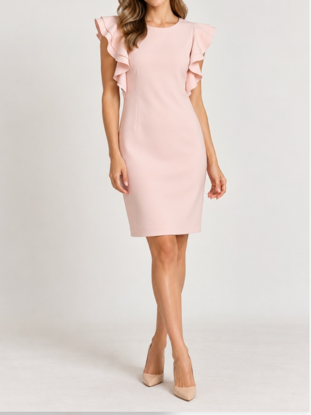 Tommy Hilfiger Blush Pink Ruffle Sleeve Sheath Dress Size 2